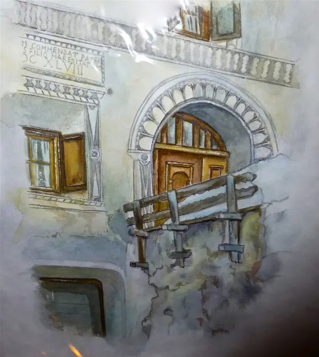 Hauseingang Guarda (Aquarell)