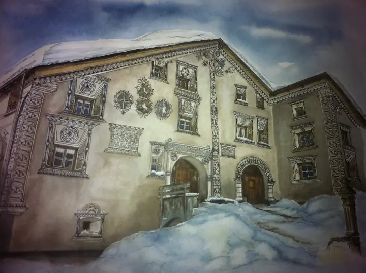 Engadinerhaus (Aquarell)