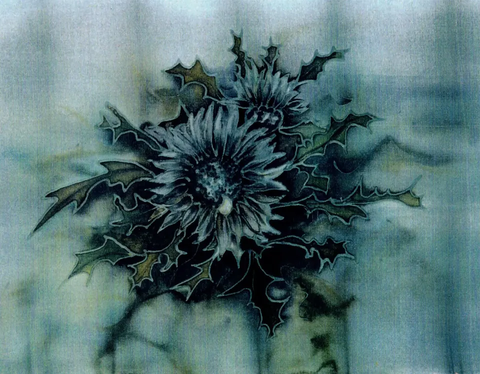Distel verkauft (Seidenmalerei)