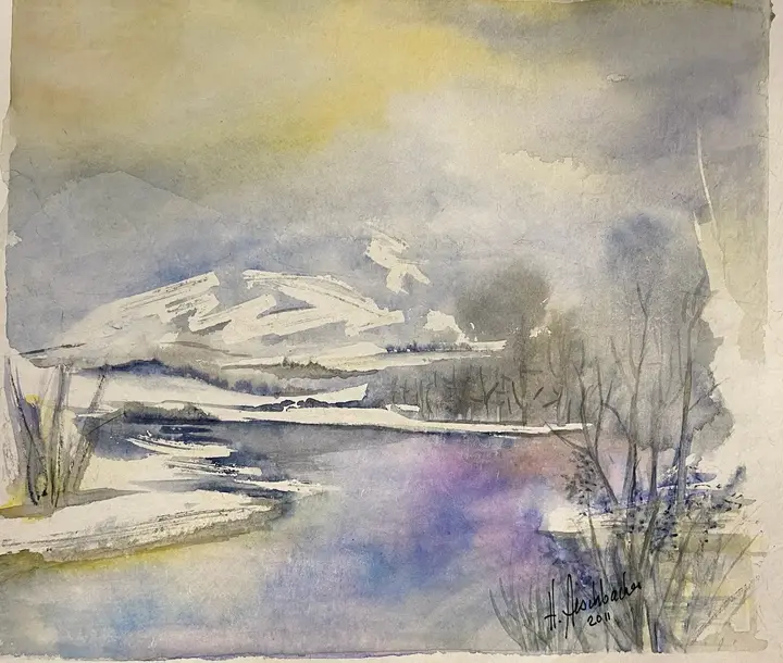 Winter am See (Aquarell)