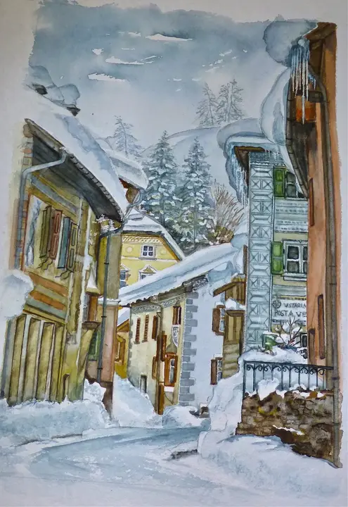 Engadin winter (Aquarell)