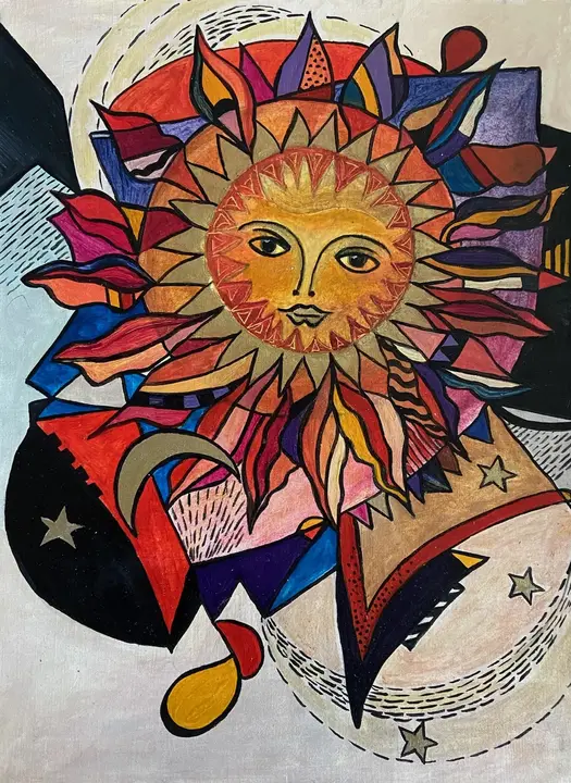 Sonne Acryl (Ölbild)