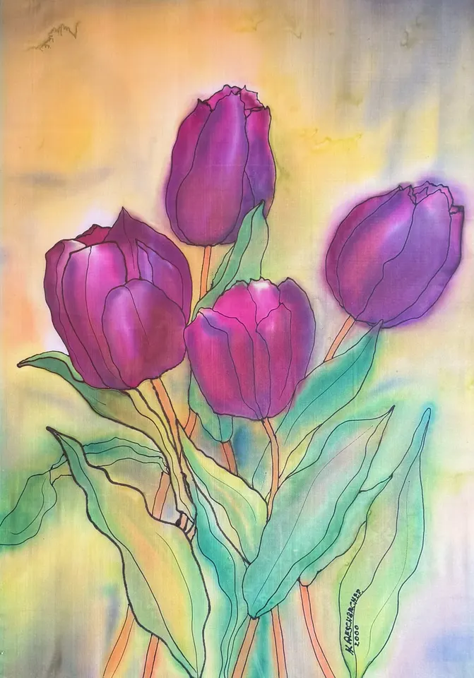Tulpen violet (Seidenmalerei)