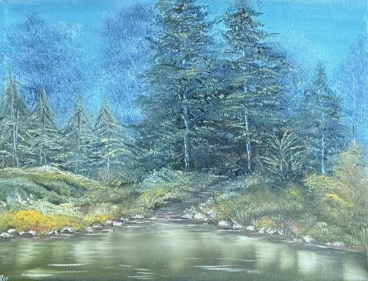 Idylle Wasser Ölfarbe (Ölbild)