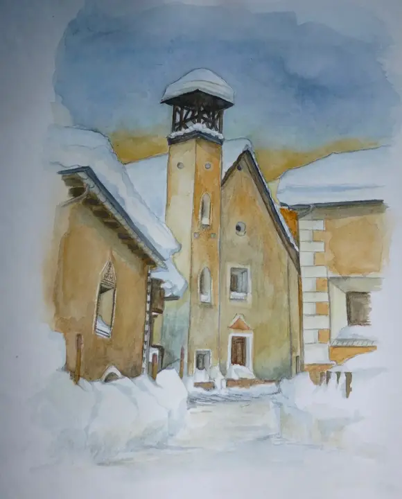 Engadin Winter (Aquarell)