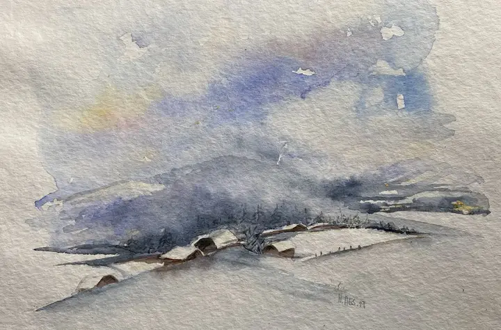 Winterlandschaft (Aquarell)