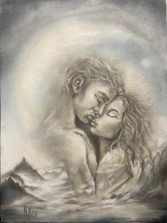 Umarmung (Pastellkreide)