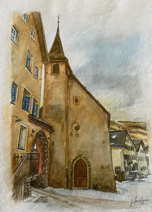 Engadin Winter (Aquarell)