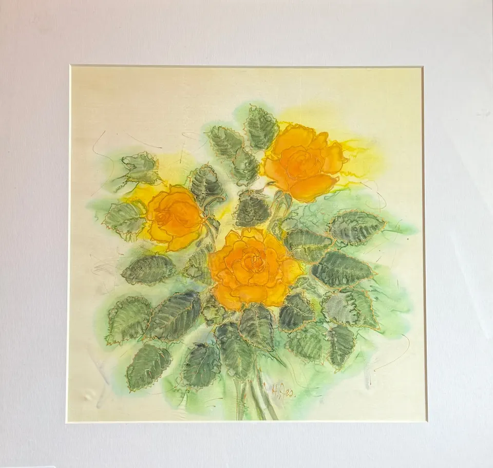 gelbe Rosen (Seidenmalerei)