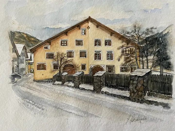 Engadin Winter (Aquarell)