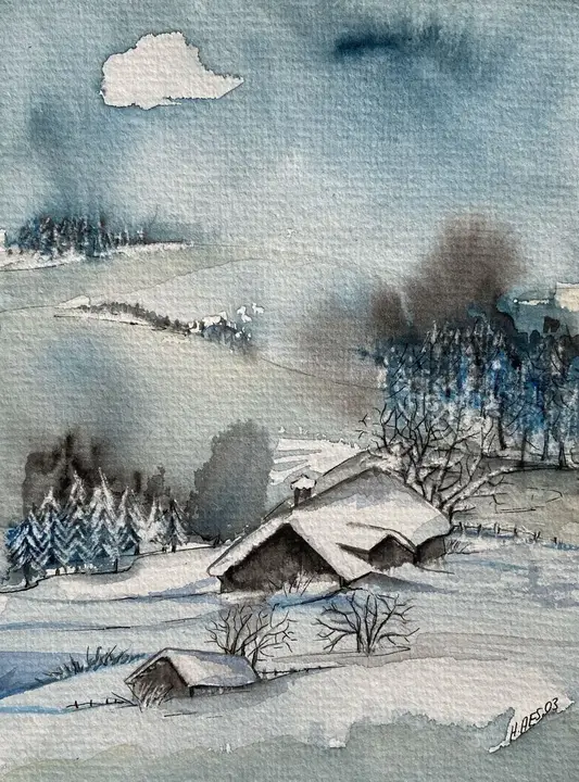 Winterlandschaft (Aquarell)