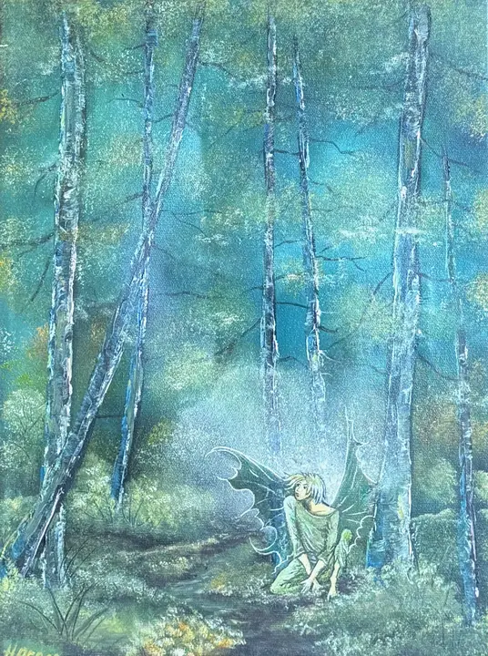Elf am Waldweg (Ölbild)