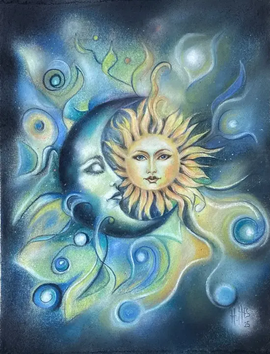Sonne - Mond (Pastellkreide)