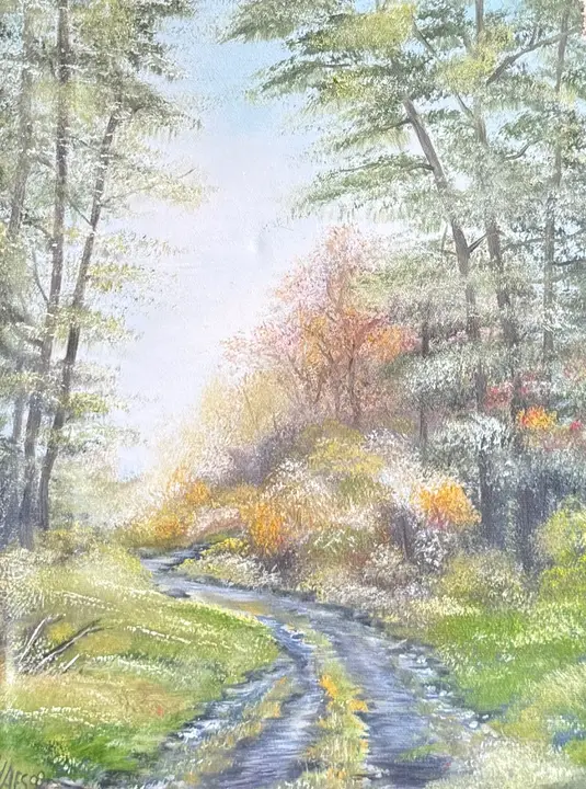 Wanderweg Wasser Ölfarbe (Ölbild)